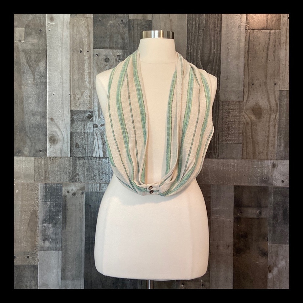 ZARA infinity scarf festival boho knit pastel stripes euro summer resortwear
